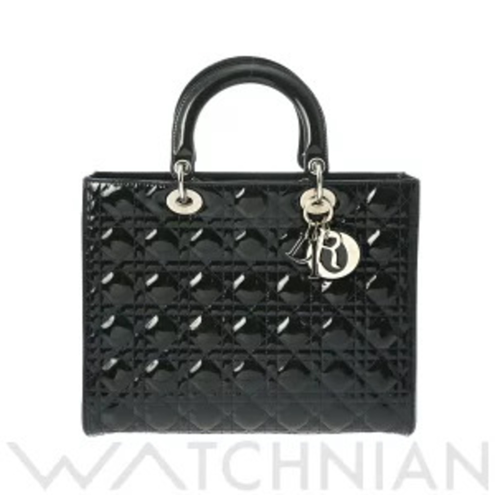 Dior LADY Cannage bag black Patent Vernis leather handbag - Picture 1 of 9